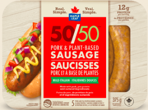 Maple Leaf Foods, pork and plant-based blended sausages 